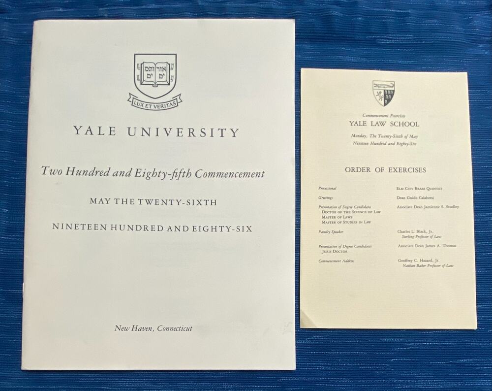 1986 YALE UNIVERSITY Commencement A. Bartlett Giamatti MLB Ella Fitzgerald Jazz